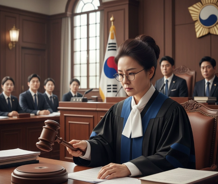 법봉을 두드리는 판사님