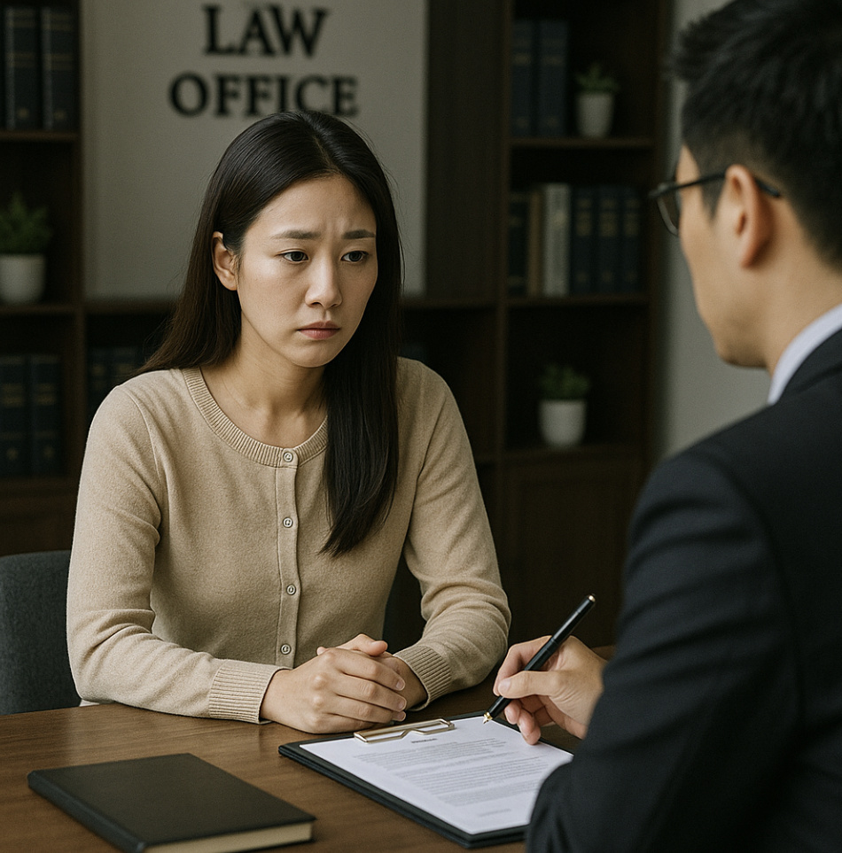 2. 변호사에게 위자료 세금 상담 받는 모습